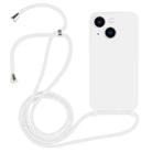 For iPhone 13 Crossbody Lanyard Liquid Silicone Case(White) - 1