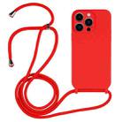 For iPhone 13 Pro Crossbody Lanyard Liquid Silicone Case(Red) - 1