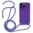 For iPhone 13 Pro Crossbody Lanyard Liquid Silicone Case(Purple) - 1