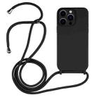 For iPhone 13 Pro Crossbody Lanyard Liquid Silicone Case(Black) - 1