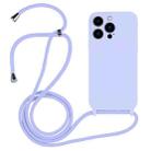 For iPhone 13 Pro Crossbody Lanyard Liquid Silicone Case(Light Purple) - 1