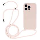 For iPhone 13 Pro Crossbody Lanyard Liquid Silicone Case(Sand Pink) - 1