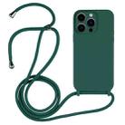 For iPhone 13 Pro Crossbody Lanyard Liquid Silicone Case(Clover Green) - 1