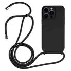 For iPhone 13 Pro Max Crossbody Lanyard Liquid Silicone Case(Black) - 1