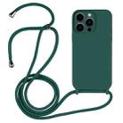 For iPhone 13 Pro Max Crossbody Lanyard Liquid Silicone Case(Clover Green) - 1