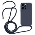 For iPhone 13 Pro Max Crossbody Lanyard Liquid Silicone Case(Midnight Blue) - 1