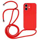 For iPhone 12 Crossbody Lanyard Liquid Silicone Case(Red) - 1