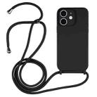 For iPhone 12 Crossbody Lanyard Liquid Silicone Case(Black) - 1