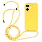 For iPhone 12 Crossbody Lanyard Liquid Silicone Case(Yellow) - 1