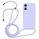 For iPhone 12 Crossbody Lanyard Liquid Silicone Case(Light Purple) - 1