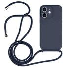 For iPhone 12 Crossbody Lanyard Liquid Silicone Case(Midnight Blue) - 1