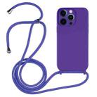 For iPhone 12 Pro Crossbody Lanyard Liquid Silicone Case(Purple) - 1