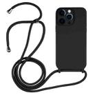 For iPhone 12 Pro Crossbody Lanyard Liquid Silicone Case(Black) - 1