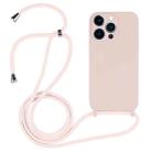 For iPhone 12 Pro Crossbody Lanyard Liquid Silicone Case(Sand Pink) - 1