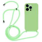 For iPhone 12 Pro Crossbody Lanyard Liquid Silicone Case(Matcha Green) - 1