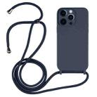 For iPhone 12 Pro Crossbody Lanyard Liquid Silicone Case(Midnight Blue) - 1