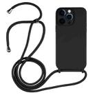 For iPhone 12 Pro Max Crossbody Lanyard Liquid Silicone Case(Black) - 1