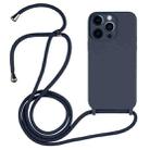For iPhone 12 Pro Max Crossbody Lanyard Liquid Silicone Case(Midnight Blue) - 1