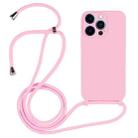 For iPhone 12 Pro Max Crossbody Lanyard Liquid Silicone Case(Pink) - 1