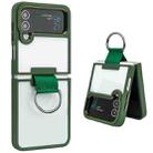 For Samsung Galaxy Z Flip4 Shield Transparent TPU + PC Phone Case with Ring(Dark Green) - 1