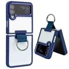 For Samsung Galaxy Z Flip4 Shield Transparent TPU + PC Phone Case with Ring(Navy Blue) - 1