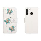For Galaxy A21 Horizontal Flip Solid Color Rhinestones Leather Case with Card Slot & Wallet & Holder(Three Butterflies) - 1