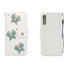 For Galaxy A50 Horizontal Flip Solid Color Rhinestones Leather Case with Card Slot & Wallet & Holder(Three Butterflies) - 1