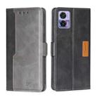 For Motorola Edge 30 Neo Contrast Color Side Buckle Leather Phone Case(Black + Grey) - 1