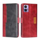 For Motorola Edge 30 Neo Contrast Color Side Buckle Leather Phone Case(Red + Black) - 1
