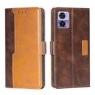 For Motorola Edge 30 Neo Contrast Color Side Buckle Leather Phone Case(Dark Brown + Gold) - 1