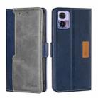 For Motorola Edge 30 Neo Contrast Color Side Buckle Leather Phone Case(Blue + Grey) - 1