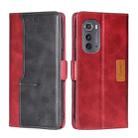 For Motorola Edge 2022 Contrast Color Side Buckle Leather Phone Case(Red + Black) - 1