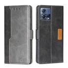 For Motorola Edge S30 Pro 5G/Edge 30 Fusion Contrast Color Side Buckle Leather Phone Case(Black + Grey) - 1