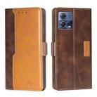 For Motorola Edge S30 Pro 5G/Edge 30 Fusion Contrast Color Side Buckle Leather Phone Case(Dark Brown + Gold) - 1
