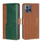 For Motorola Edge S30 Pro 5G/Edge 30 Fusion Contrast Color Side Buckle Leather Phone Case(Light Brown + Green) - 1