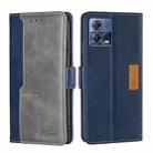 For Motorola Edge S30 Pro 5G/Edge 30 Fusion Contrast Color Side Buckle Leather Phone Case(Blue + Grey) - 1