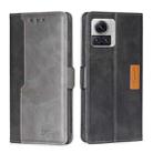 For Motorola Edge X30 Pro 5G/Edge 30 Ultra Contrast Color Side Buckle Leather Phone Case(Black + Grey) - 1