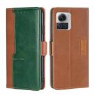 For Motorola Edge X30 Pro 5G/Edge 30 Ultra Contrast Color Side Buckle Leather Phone Case(Light Brown + Green) - 1