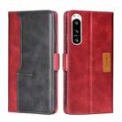 For Sony Xperia 5 IV Contrast Color Side Buckle Leather Phone Case(Red + Black) - 1