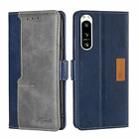For Sony Xperia 5 IV Contrast Color Side Buckle Leather Phone Case(Blue + Grey) - 1