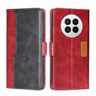 For Huawei Mate 50 Contrast Color Side Buckle Leather Phone Case(Red + Black) - 1