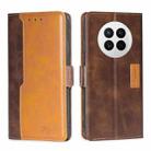 For Huawei Mate 50 Contrast Color Side Buckle Leather Phone Case(Dark Brown + Gold) - 1