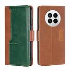 For Huawei Mate 50 Contrast Color Side Buckle Leather Phone Case(Light Brown + Green) - 1