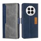 For Huawei Mate 50 Contrast Color Side Buckle Leather Phone Case(Blue + Grey) - 1