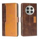 For Huawei Mate 50 Pro Contrast Color Side Buckle Leather Phone Case(Dark Brown + Gold) - 1