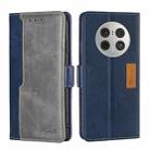 For Huawei Mate 50 Pro Contrast Color Side Buckle Leather Phone Case(Blue + Grey) - 1