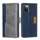 For ZTE Blade A72 5G Contrast Color Side Buckle Leather Phone Case(Blue + Grey) - 1