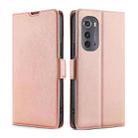 For Motorola Edge 2022 Ultra-thin Voltage Side Buckle Horizontal Flip Leather Phone Case(Rose Gold) - 1