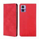 For Motorola Edge 30 Neo Skin Feel Magnetic Horizontal Flip Leather Phone Case(Red) - 1