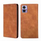 For Motorola Edge 30 Neo Skin Feel Magnetic Horizontal Flip Leather Phone Case(Light Brown) - 1